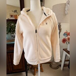 Spyder Women's Cream Zip-Up Sherpa Hoodie